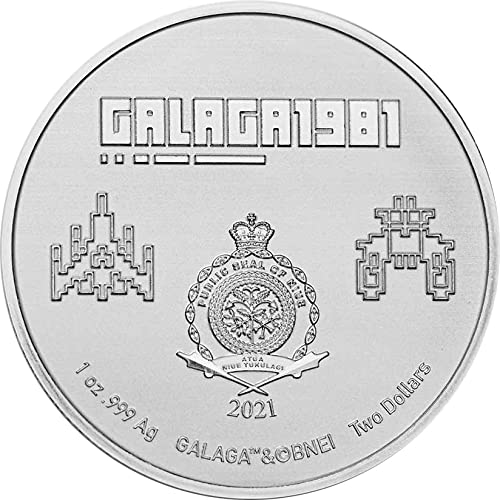 2021 DE Galaga Powercoin 40 שנה צבעוני 1 גרם מטבע כסף 2 $ niue 2021 bu מבריק ללא מעגל
