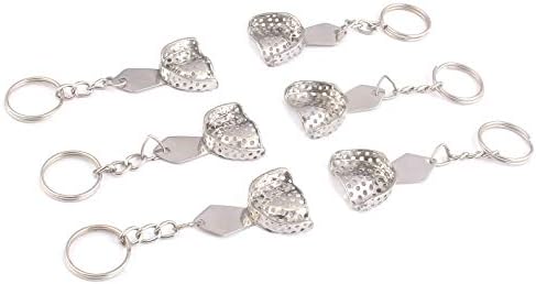 2011 סט של 12 חתיכות שיניים רושם מגש מחורר מפתח שרשרת נירוסטה מחזיק מפתחות מפתח טבעת מחזיקי מפתחות