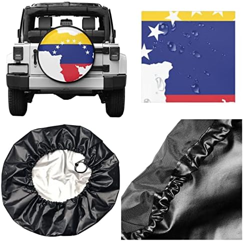 דגל וונצואלה מודפס גלגל חילוף גלגל מגן על גלגל גלגל, לחניך מכונית קרוואן, מתאים לצמיגי 14 עד 17 אינץ