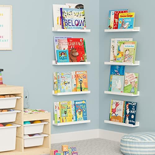 מדפים צפים דנבר רהיטים לעיצוב חדר ילדים, 17& 34; מדף ספרים לבנים מדף תמונה עבור מסגרות, צעצועים