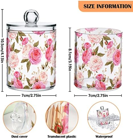 Alaza 4 Pack QTIP Dispenser Dispenser English Roses Wornes Canisters Canister