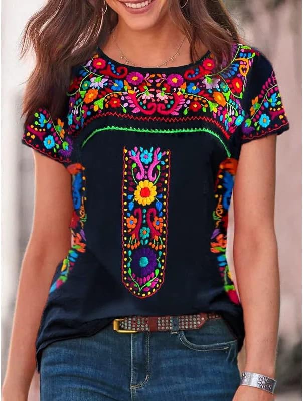 סינקו דה מאיו חולצות לנשים-מקסיקני שמלה רקום חולצות בוהו חולצה