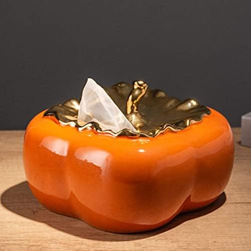 קופסת רקמות קופסת רקמות כיסוי אפרסמון קרמיקה מחזיק קופסת רקמות שולחן עבודה קישוט בית קפה סלון שולחן קפה
