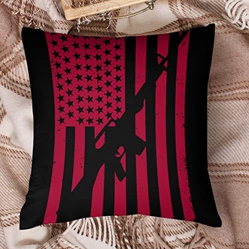 וינטג 'דגל אקדח אמריקני מרובע כרית מרובע כרית פוליאסטר כיסויים לזרוק כיסויי כריות לעיצוב ספה