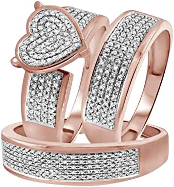 2023 נשים חדשות נוצצות יהלום מלא יהלום כפול סט טבעת טבעת הבטחה סט טבעת זירקוניה טבעת טבעת טבעת שני חתיכות סט