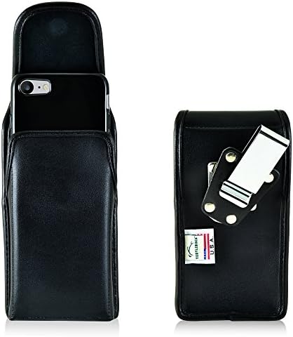 מארז חגורת Turtleback לאייפון SE 2022, iPhone 7/8, כיס עור נרתיק אנכי שחור עם קליפ חגורת מחגר כבד
