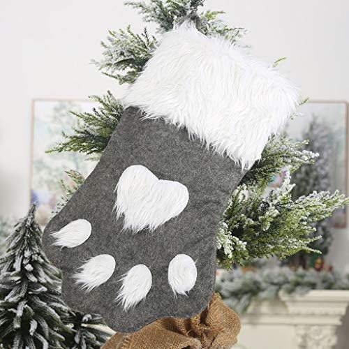קישוטי חיות מחמד מתנה גרביים אפורות תלויים תיק אדום לחג המולד לחג המולד לחג המולד. קישוט יום הולדת לעיצוב