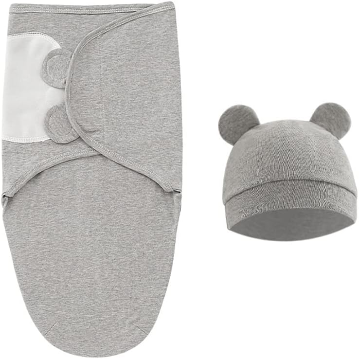 שק שינה מתנפח לתינוק עם כובע שנקבע ל -0-3 חודשים 3 חבילות כותנה רכה של כותנה רכה עטוף לביש לביש לבנות בנים