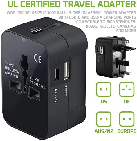 Travel USB פלוס מתאם כוח בינלאומי התואם ל- MicroMax Canvas משחק עבור כוח עולמי עבור 3 מכשירים USB