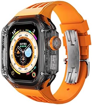 מקרה שקוף Dzhtus 49 ממ עבור Apple Watch Ultra 49 ממ מקרים מפלסטיק פס סיליקון IWatch Series Series Fluororubber