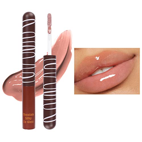 ליפ בר גלוס שוקולד זיגוג שפתיים לחות לחות לאורך זמן לחות לא דביק עירום מים אור איפור אפקט נשי 5.5 מיליליטר