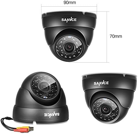 Sannce 960H מצלמת אבטחה כיפה, מצלמת מעקב של 800TVL CCTV CCTV עם ראיית לילה של 100ft, IP66 אטומה למים עבור