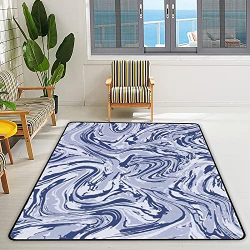 שטיח מקורה שטיח מקורה מחצלת נוזל כחול לבן לסלון חדר שינה חינוכי חינוך חינוכי שטיח שטיח 60x39 אינץ '