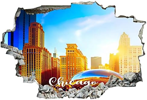 קוקוקן אמריקאי אילינוי שיקגו ציור אמנות שיקגו סיטי נוף 3D מדבקות קיר קיר קיר קיר אמנות פוסטר נשלף
