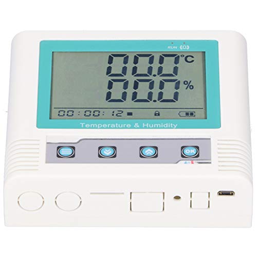 לוגר נתוני טמפרטורה ולחות מטורפים, DC 5V USB מקליט מובנה מקליט LCD מציג טמפרטורת סנסופור ומדידת לחות,