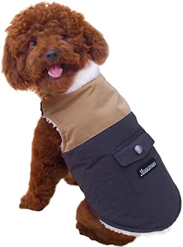 מעיל חורף של כלב מרופד צמר, מעיל בגדי סוודר חיות מחמד עם מזג אוויר קר חמים עם רוח עם כיס לכלבים גדולים