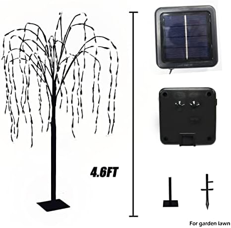 Kalynmart LED עץ ערבה סולארי 200 עץ גן LED עם מצב מהבהב ענפים מוארים מסלול תאורה אטום למים לקישוטים חיצוניים