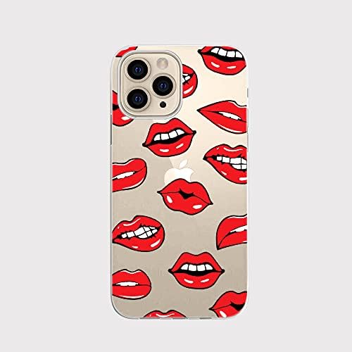 מארז ה- iPhone 14 Pro של Blingy, נשים בנות כיף נשיקות דפוס שפתיים אדומות בסגנון אופנתי עיצוב אמנות אופנתי