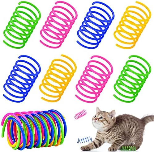 100 PCS צעצועי קפיץ לחתולים לחתולים מקורה, קפיצי ספירלה של חתול אינטראקטיבי צעצועי סליל פלסטיק צבעוניים