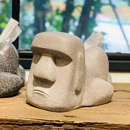 Zerodeko Moai Klessue Box Holder Retro מפית אחסון דלי חידוש קופסת מגבת נייר צורה מוי תחיית אבן איור