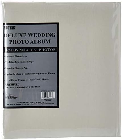 אלבומי צילום פיוניר 200 כיס לכיס אלבום כיסוי Moire עם מסגרת סגלגלה של גוון זהב וטקסט אלבום חתונה להדפסי 4 אינץ
