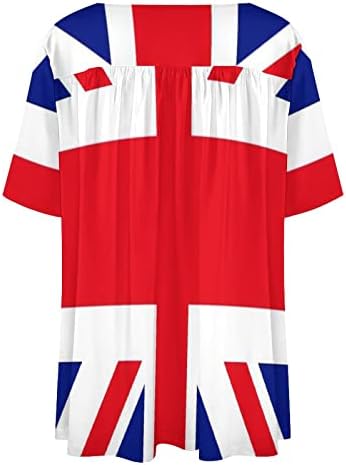באיקוטואן בריטי דגל נשים של קצר שרוול חולצה כושר רופף גרפי טיז צוואר חולצה מקרית חולצות