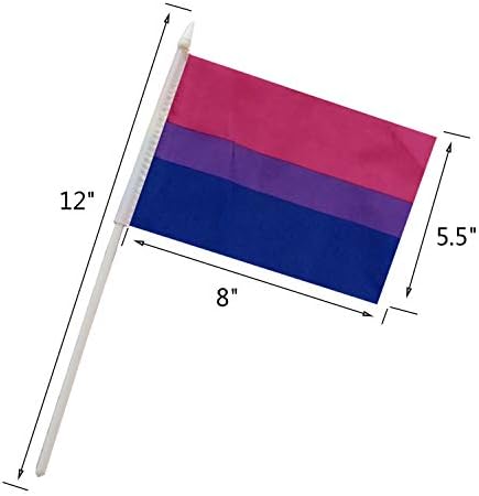 אשליריק 12 יח '5.5 על 8 אינץ' דגל מקל דו גאווה, גאווה דו מינית דגלי מיני קטנים עם מוט אדמה לבן-דגל גאווה דו