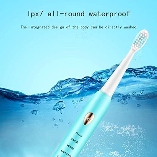 XECVKR USB טעינה מברשת שיניים חשמלית-IPX7 אטום מים חכמים 5 הילוכים טיימר מברשת שיניים חשמלית, מברשת