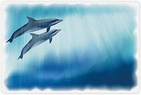 אמבסון דולפין לחיות מחמד מחצלת עבור מזון ומים, מתחת למים סצנה עם 2 אוקיינוס יונקים בצבעי מים סגנון