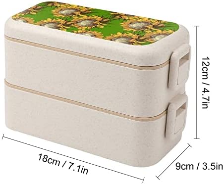 חמניות וינטג 'קופסת ארוחת צהריים בנטו בנטו כפולה מיכל בנטו מודרני עם סט כלים