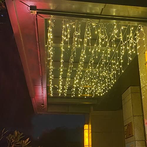 אורות קרח led gtsyding, 13ft 72 נוריות LED 8 מצבים וילון חלון פיות הניתן להרחבה תקרה לחג המולד משתלשלת