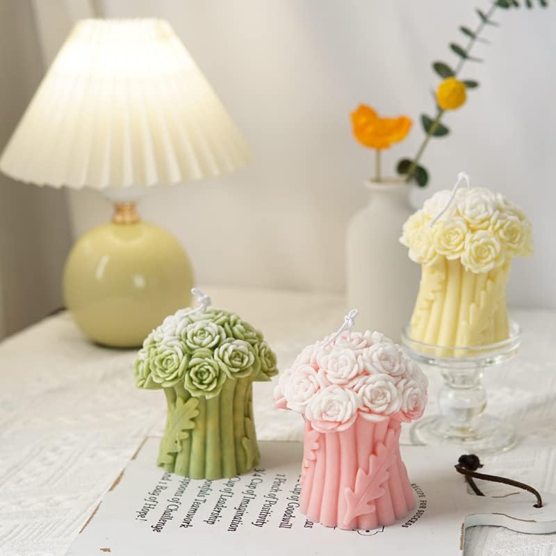 LSLEVA 3D פרחים זר פרחים סיליקון עובש נר, תבניות סל ורדים DIY לייצור נרות סבון שרף מתנות שוקולד מתנות עיצוב בית