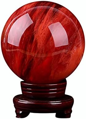 כדור קריסטל אדום של מנג עם מעמד טבעי אבן כתוש גביש כתוש כדור קריסטל לדיטציה, ריפוי, כדור דילנציה,