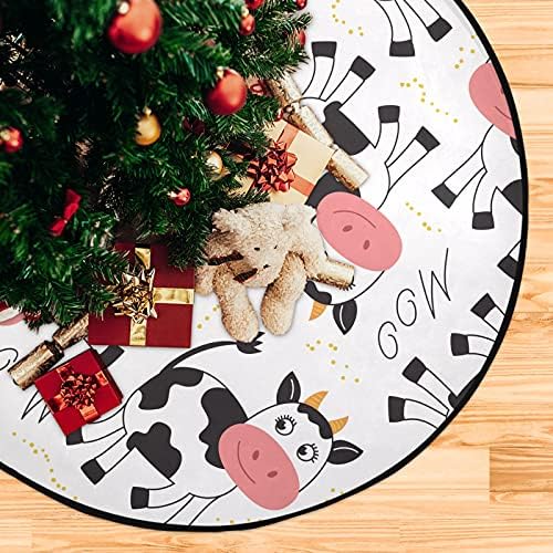 מחצלת עץ חג המולד של פרה חמודה שטיח מחצלת עץ עץ אטום למים מתחת לאביזר עץ חג המולד לקישוטי מסיבות