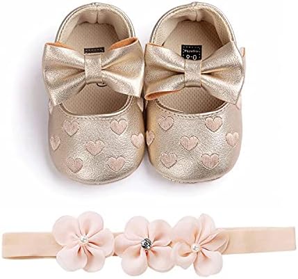 נעלי תינוקות לתינוקות + סרט בגימור, Bowknot מרי ג'יין פעוט נסיכה לחתונה נעליים שטוחות נעליים סוליות רכות