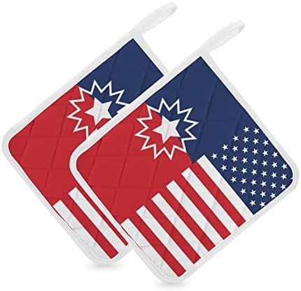 מחזיקי סיר דגל אמריקאים אמריקאים למטבח חום עמיד בפני חום תנור רפידות חמות לבישול