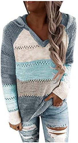 צפותים נשים פסים לסרוג סוודר קל משקל צבע בלוק נים ארוך שרוול שרוך סלעית נמתח מזדמן בסוודרים