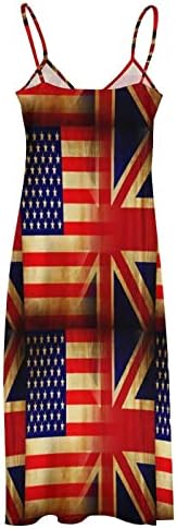 בריטי ארהב דגל נשים של ארוך מקסי שמלה להחליק הדפסת שרוולים חוף מצחיק