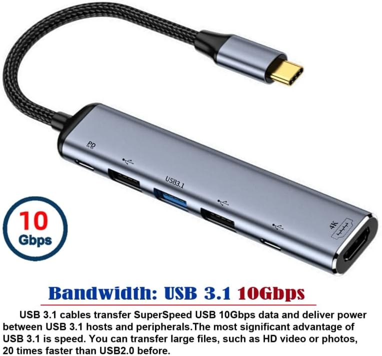 xiwai סוג C USB3.1 USB-C ל- HDMI 4K כפול USB 3.0 ממיר רכז