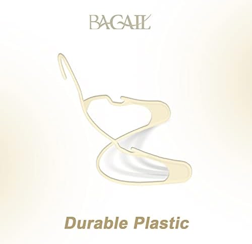BAGAIL שנהב קטיפה קולב 50 חבילות + קולבי בגדי פלסטיק